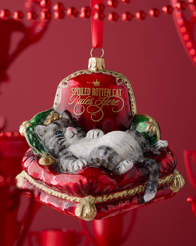 "A Spoiled Rotten Cat Rules Here" Christmas Ornament